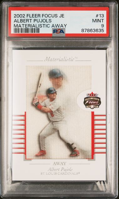 2002 Fleer FLEER FOCUS JE MATERIALISTIC AWAY #13 Albert Pujols front
