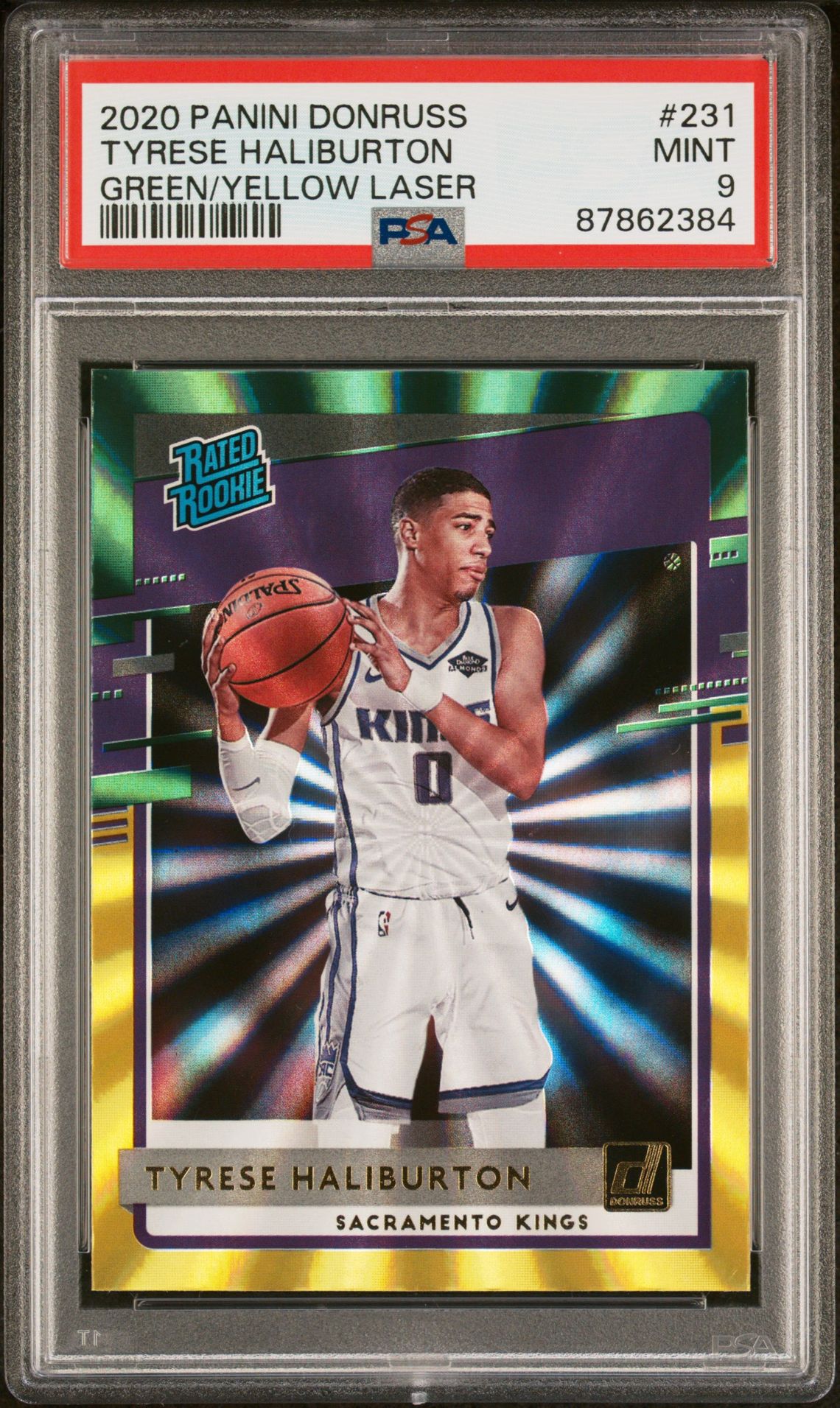 2020 Panini PANINI DONRUSS GREEN/YELLOW LASER #231 Tyrese Haliburton front