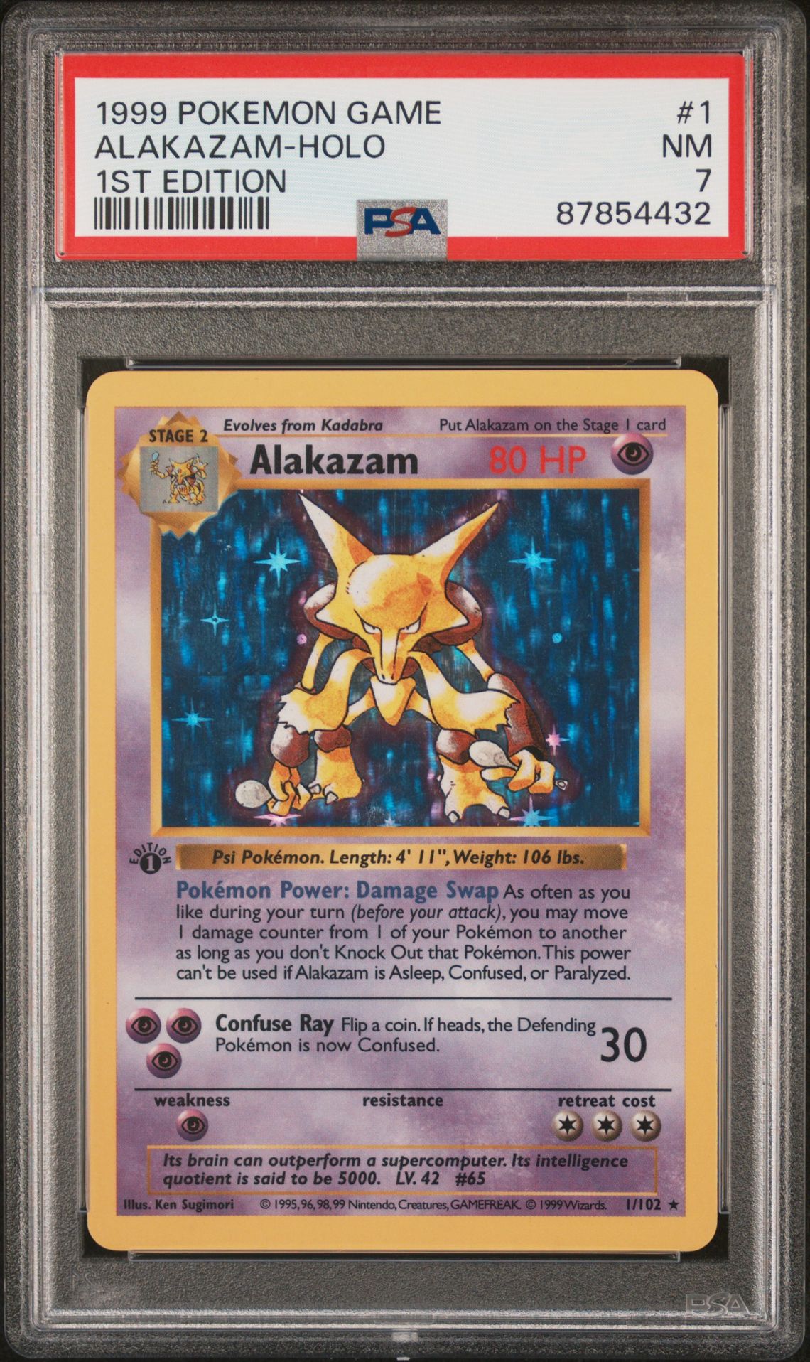 1999 Pokemon POKEMON GAME 1ST EDITION #1 Alakazam-Holo front