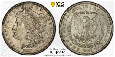 1901 $1 VAM 16 Doubled Ear AU55