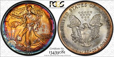 1987 $1 Silver Eagle MS68
