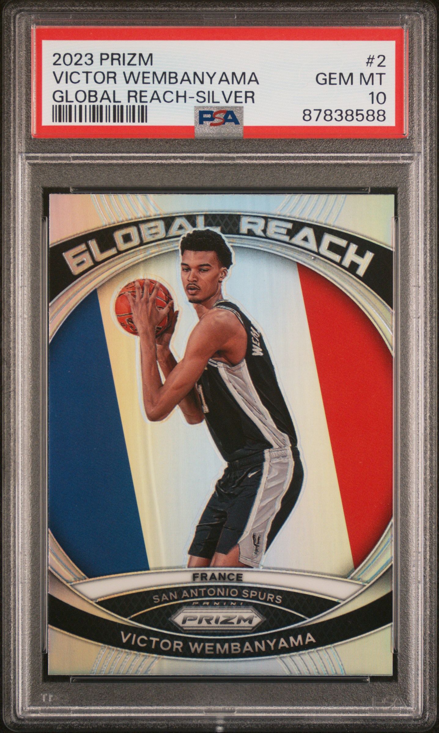 Victor Wembanyama 2023 Prizm #2 Global Reach - Silver PSA 10 Price