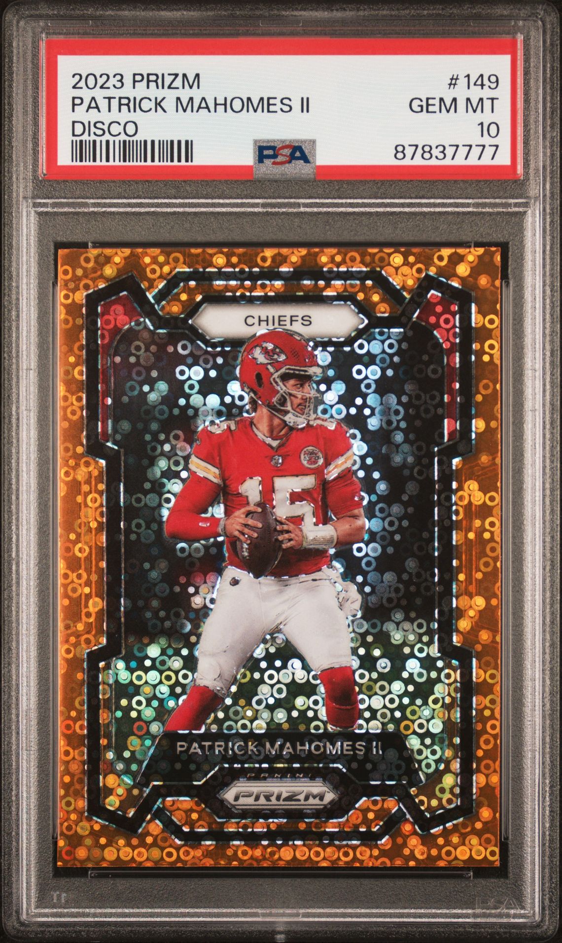 2023 Panini Prizm Patrick Mahomes Ii #149 (Disco Prizm) Gem Mt 10 front