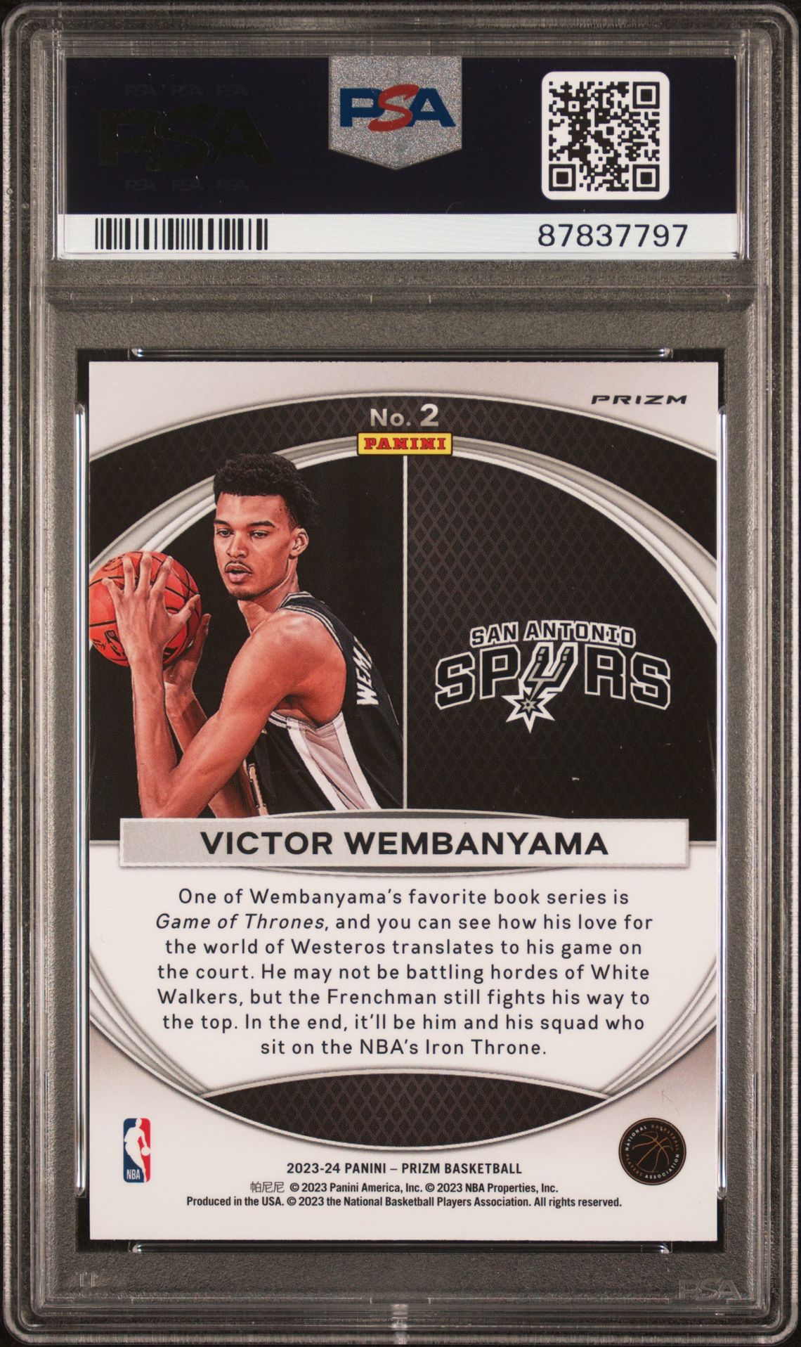 2023 Panini Prizm Global Reach Victor Wembanyama #2 (Global Reach-Silver Prizm) Gem Mt 10 back