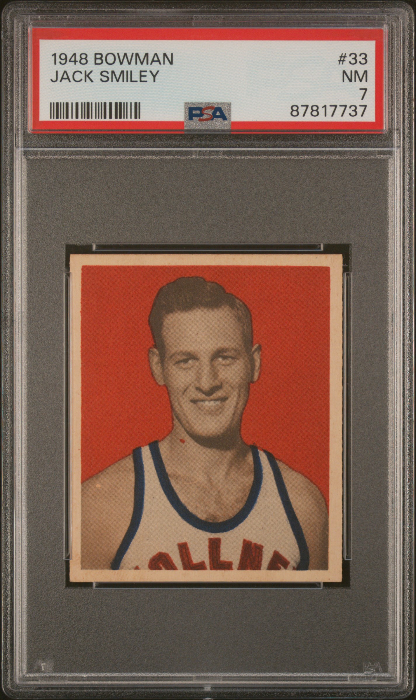 1948 Bowman #33 Jack Smiley Rookie Card – PSA NM 7