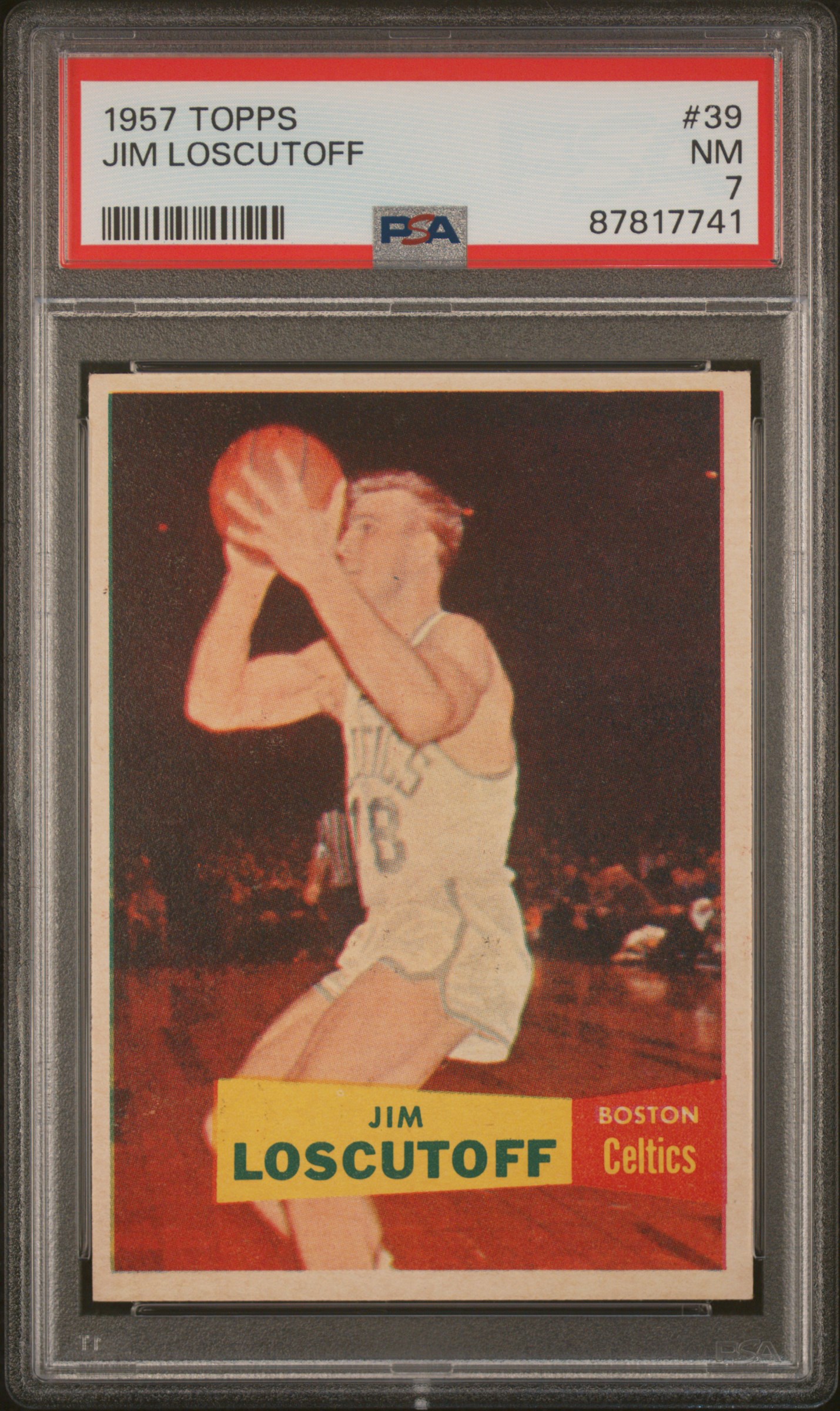 1957 Topps #39 Jim Loscutoff Rookie Card – PSA NM 7