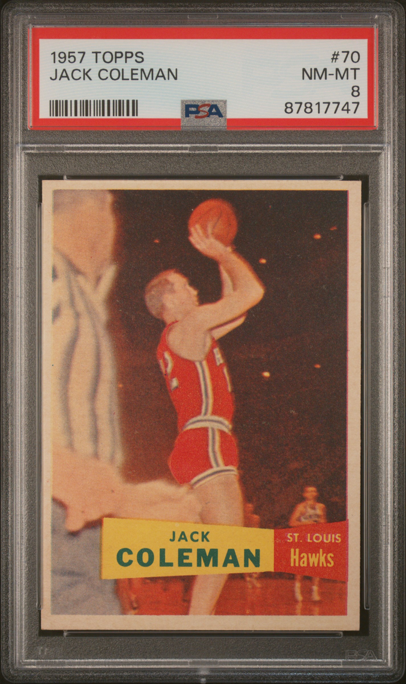 1957 Topps #70 Jack Coleman Rookie Card – PSA NM-MT 8