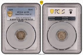1835 H10C Small Date, Large 5C AU55