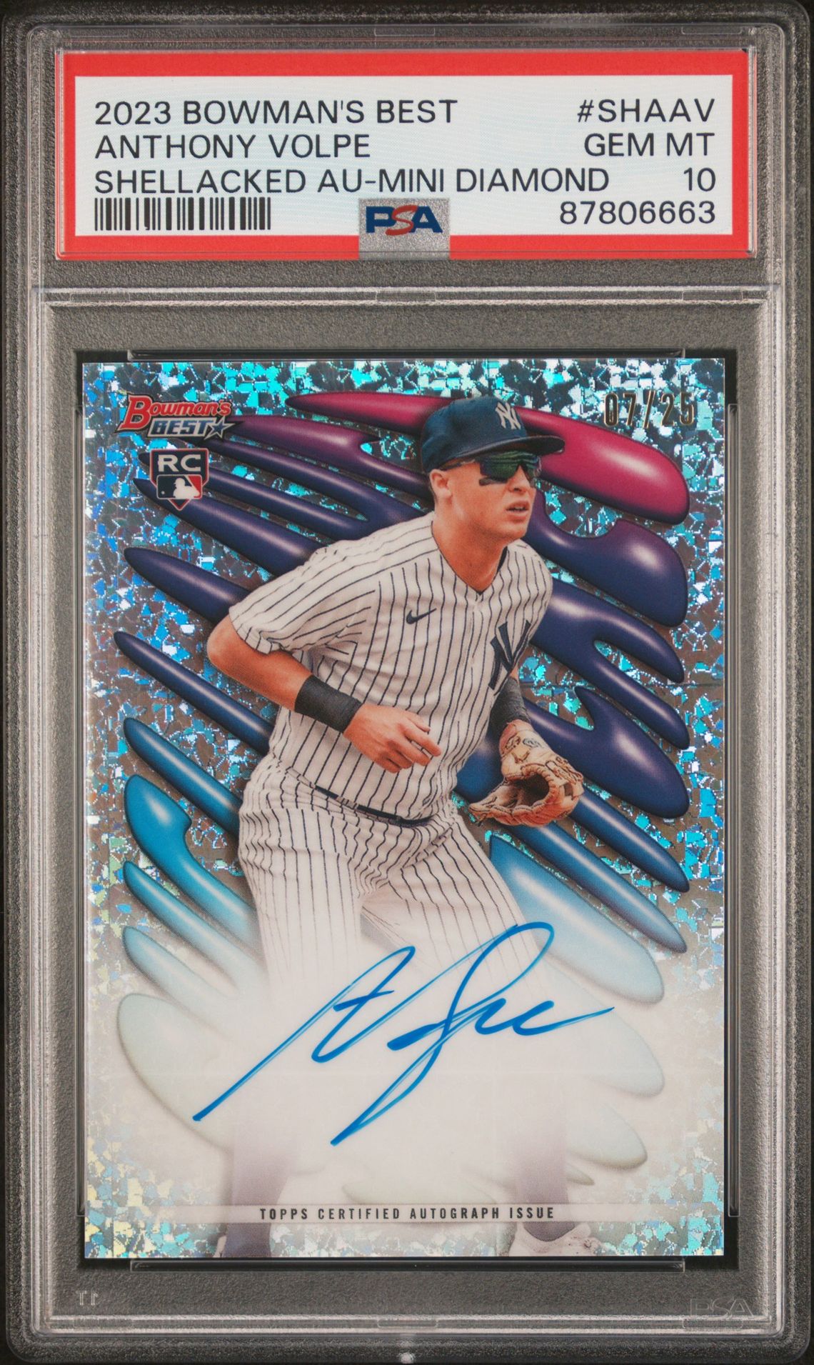 2023 Bowman BOWMAN'S BEST SHELLACKED AUTOGRAPHS MINI DIA REF #SHAAV Anthony Volpe front