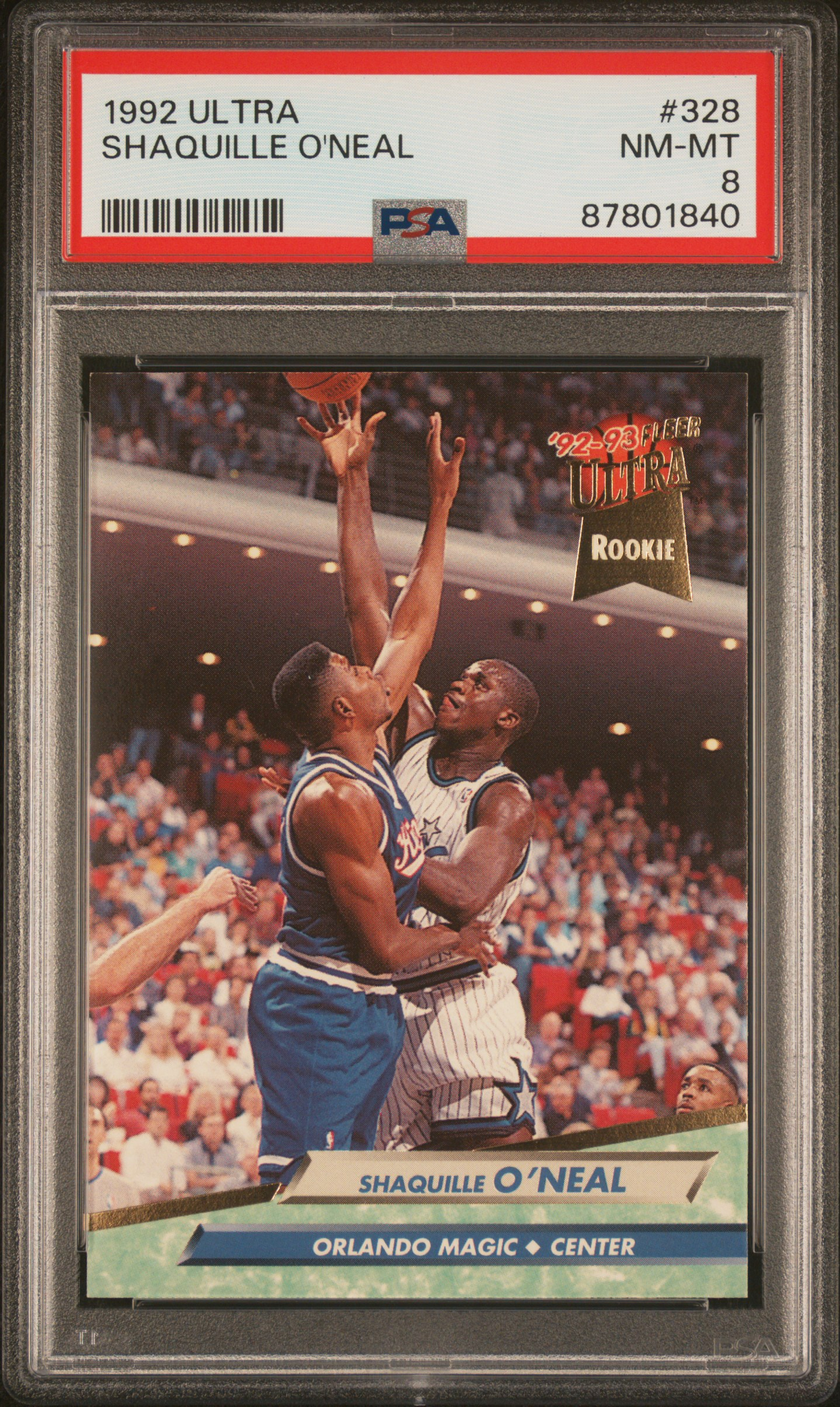 1992-93 Fleer Ultra #328 Shaquille O'Neal Rookie Card – PSA NM-MT 8
