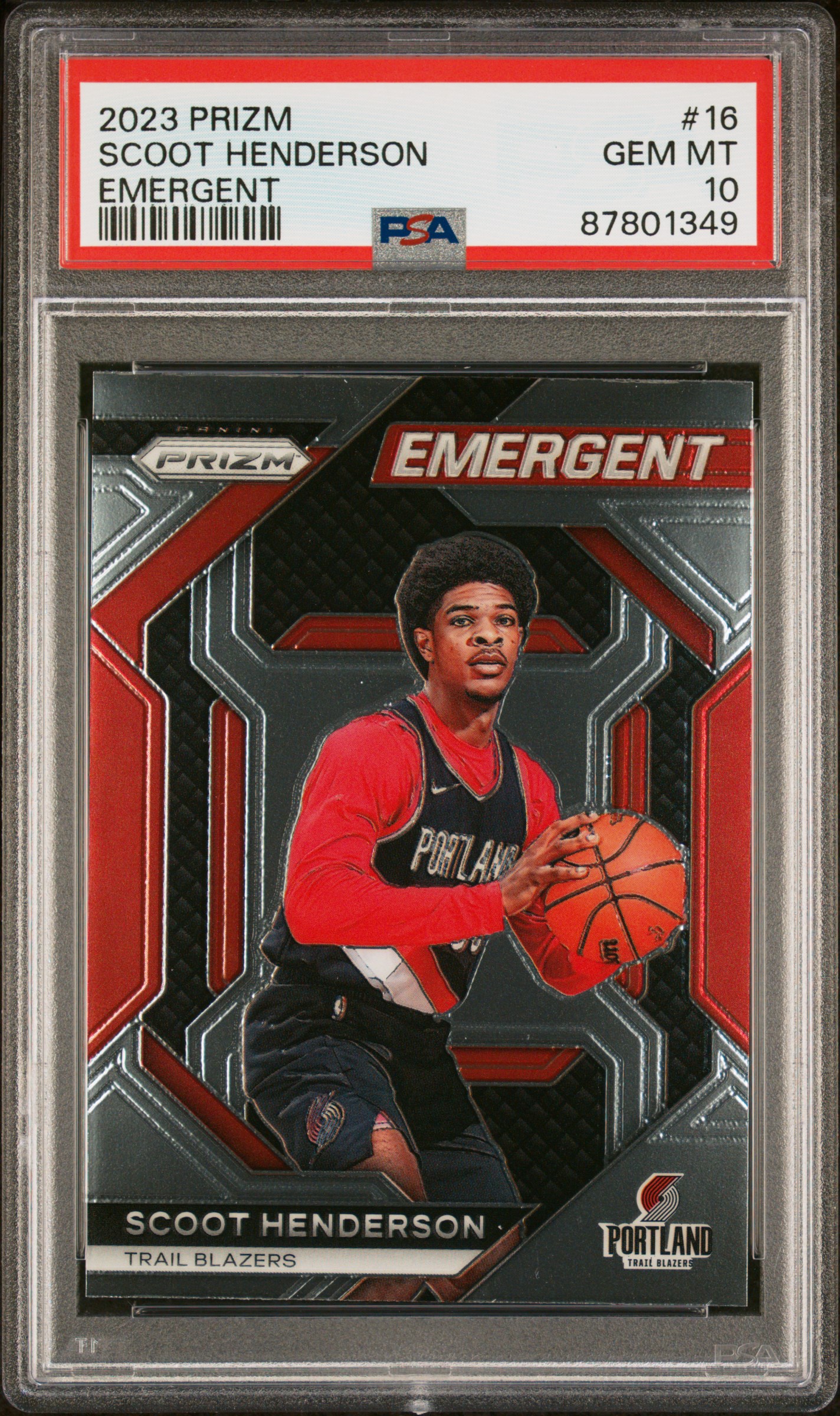 2023-24 Panini Prizm Emergent #16 Scoot Henderson Rookie Card – PSA GEM MT 10