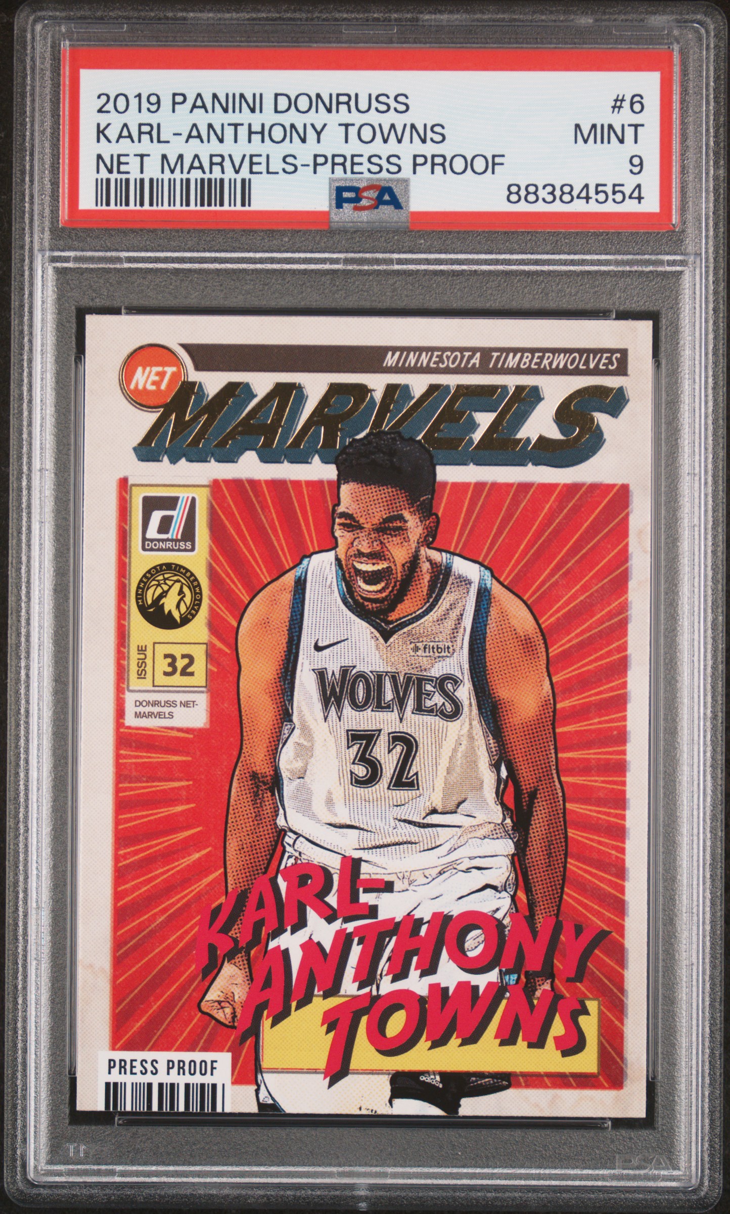 2019-20 Panini Donruss Net Marvels Press Proof #6 Karl-Anthony Towns – PSA MINT 9