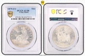 1875-CC T$1 Chopmarked AU58