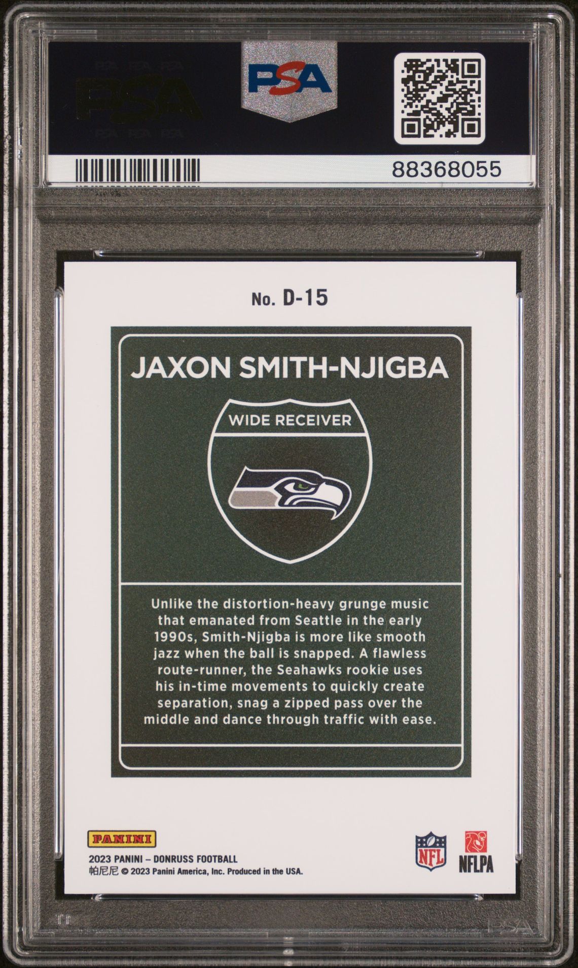 2023 Panini Donruss Downtown! Jaxon Smith-Njigba #D15 Gem Mt 10 back