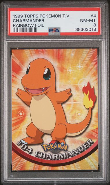 Psa 8 1999 topps pokemon T.V charizard cheapest rainbow foil