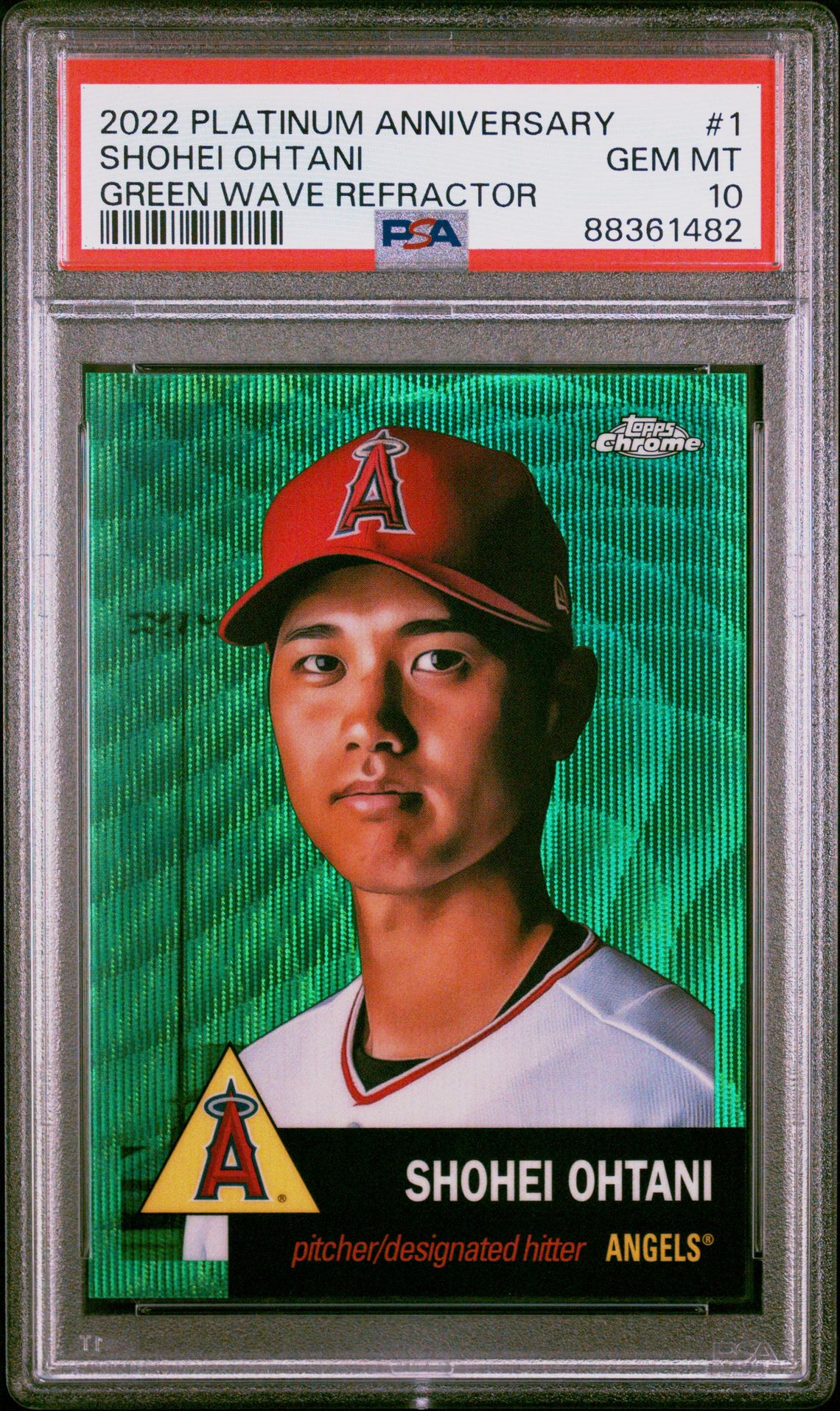 2022 Topps Topps Chrome GREEN WAVE REFRACTOR #shohei_ohtani Shohei Ohtani front