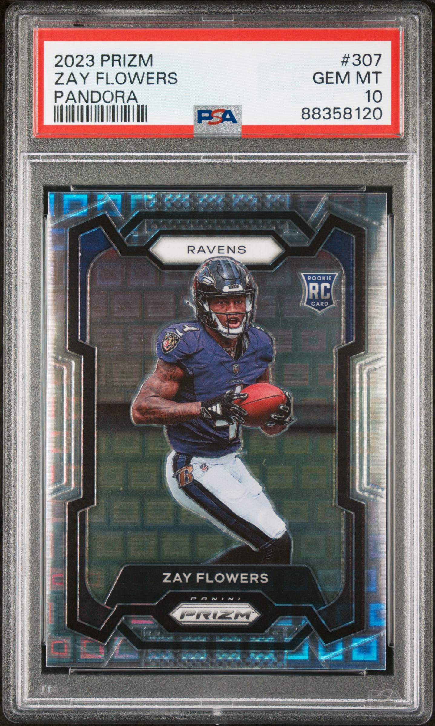 2023 Panini Prizm Pandora #307 Zay Flowers Rookie Card (#075/400) – PSA GEM MT 10