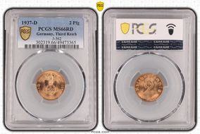 1937-D 2 Pfg J-362 MS66RD