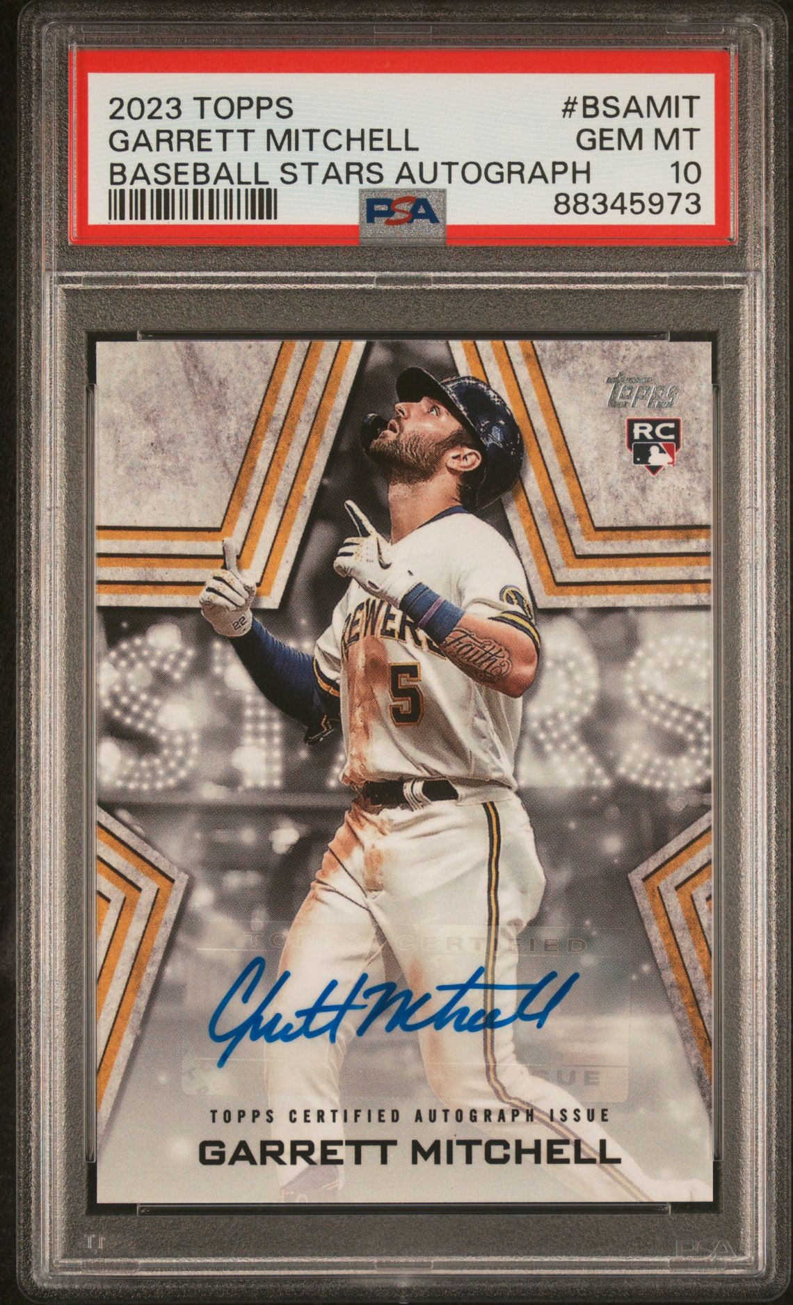 2023 Topps Baseball Stars Autographs Garrett Mitchell #Bsamit (Baseball Stars Autograph) Gem Mt 10 front