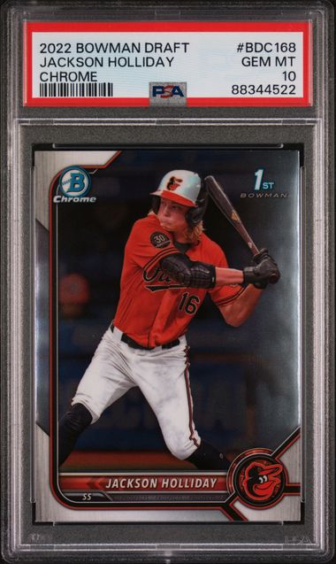 2022 Bowman Draft Jackson Holliday #Bdc168 (Chrome) Gem Mt 10 front