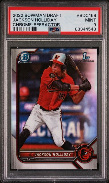 2022 Bowman Draft Jackson Holliday #Bdc168 (Chrome-Refractor) Mint 9 front