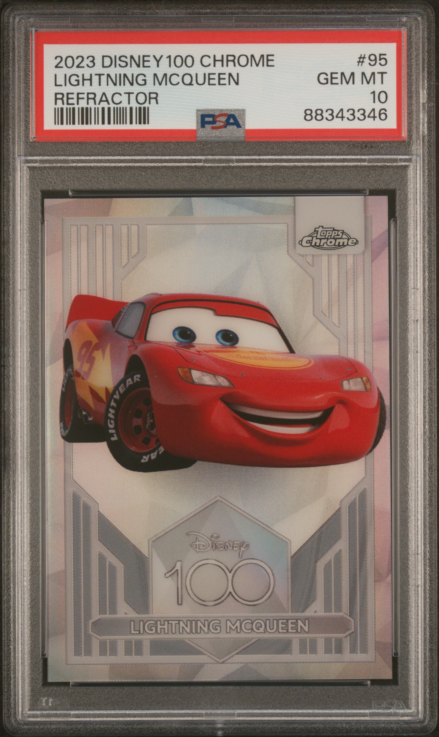 2023 Topps Chrome Disney100 Lightning Mcqueen #95 (Refractor) Gem Mt 10 front