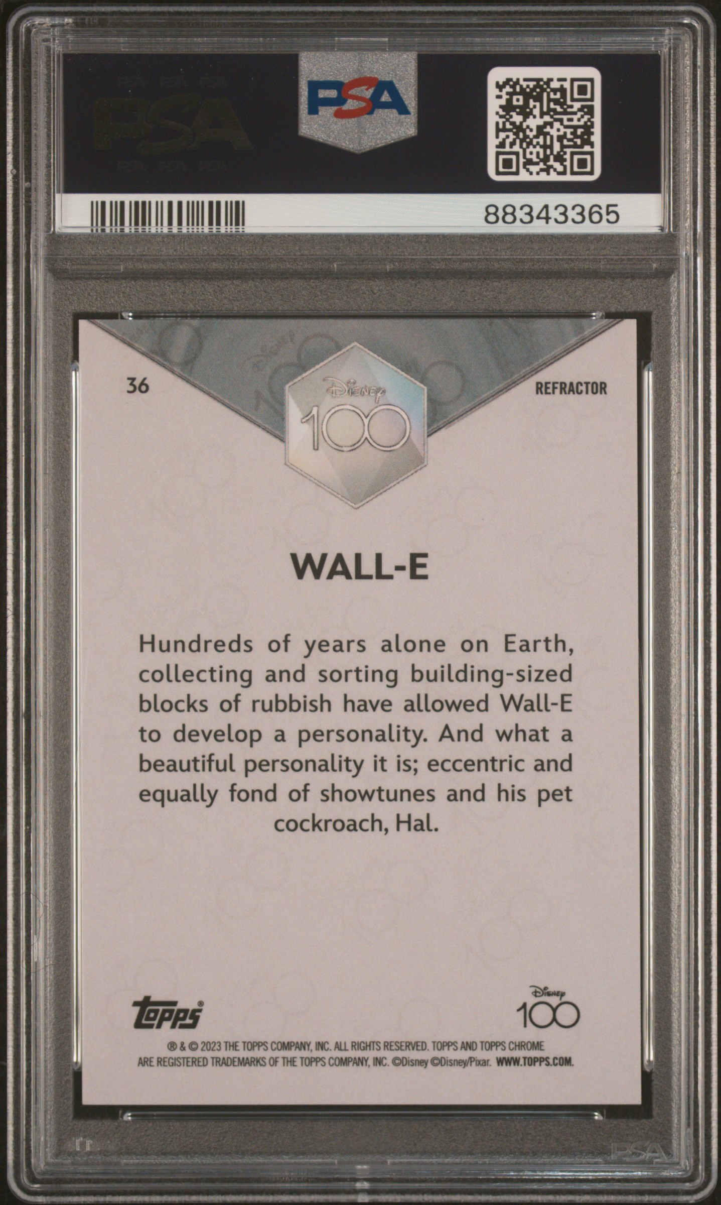 2023 Topps Chrome Disney100 Wall-E #36 (Refractor) Gem Mt 10 back