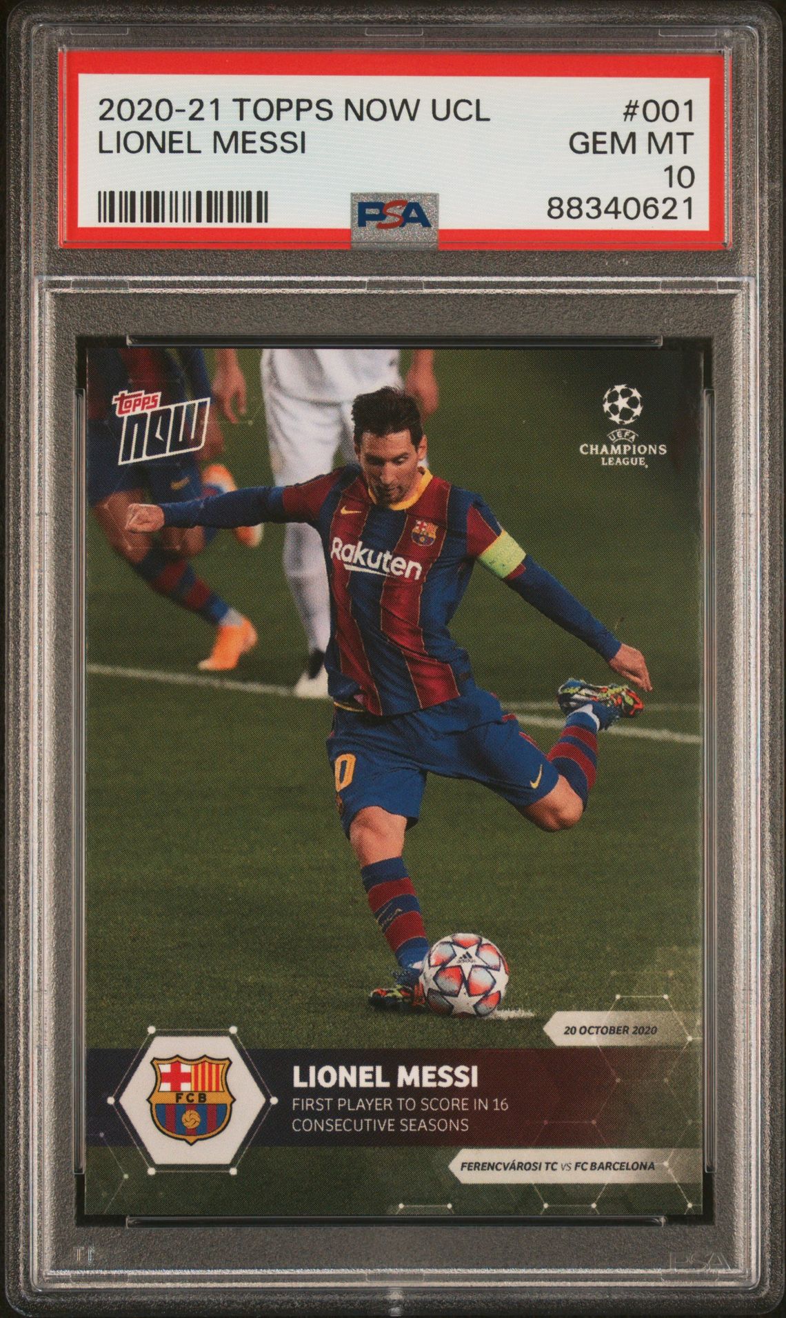 2020 Topps Now TOPPS NOW UEFA CHAMPIONS LEAGUE #001 Lionel Messi front