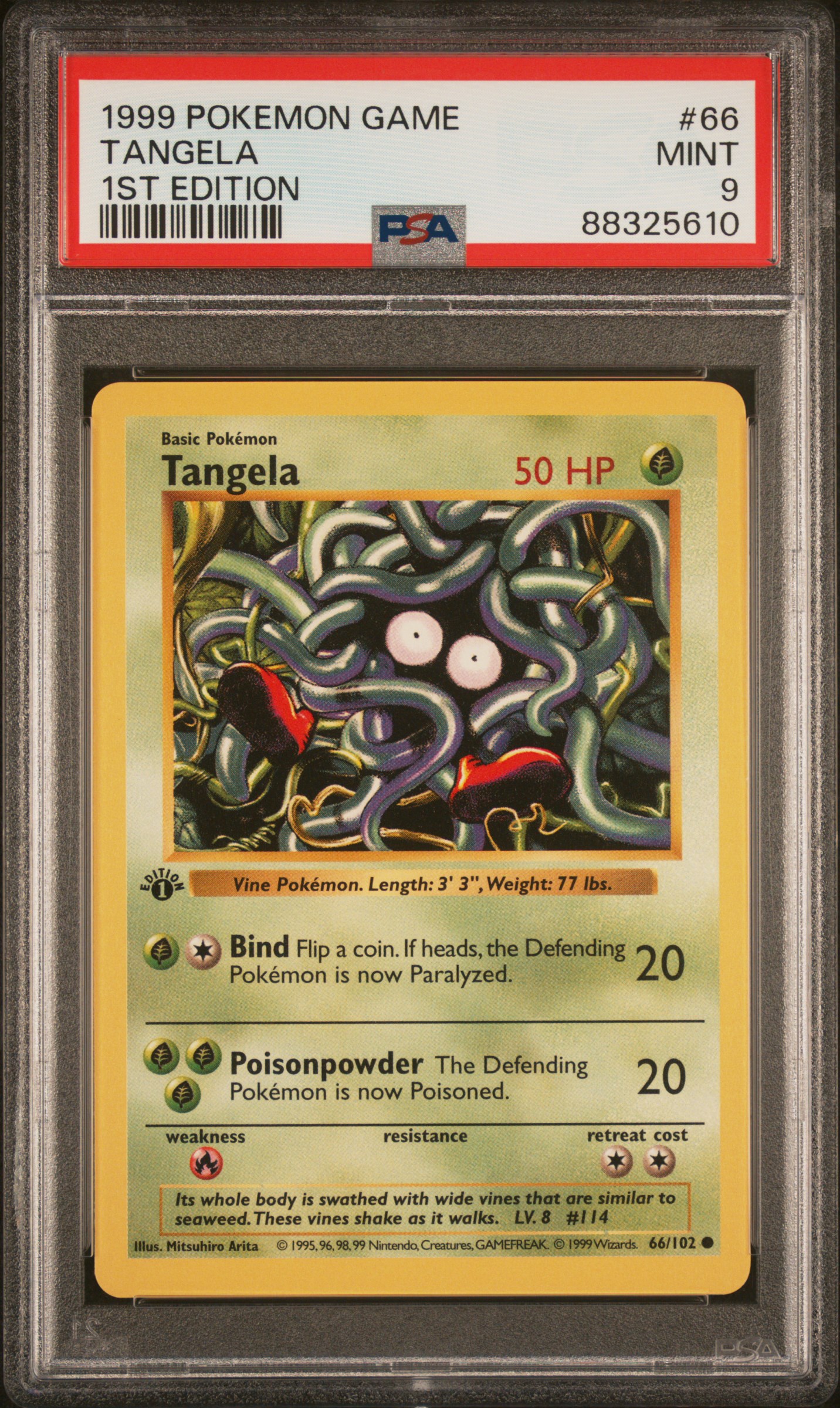 1999 Pokemon Game 1st Edition 66 Tangela – PSA MINT 9