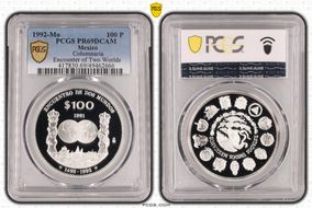 1992-Mo 100 P Columnaria Encounter of Two Worlds PR69DCAM