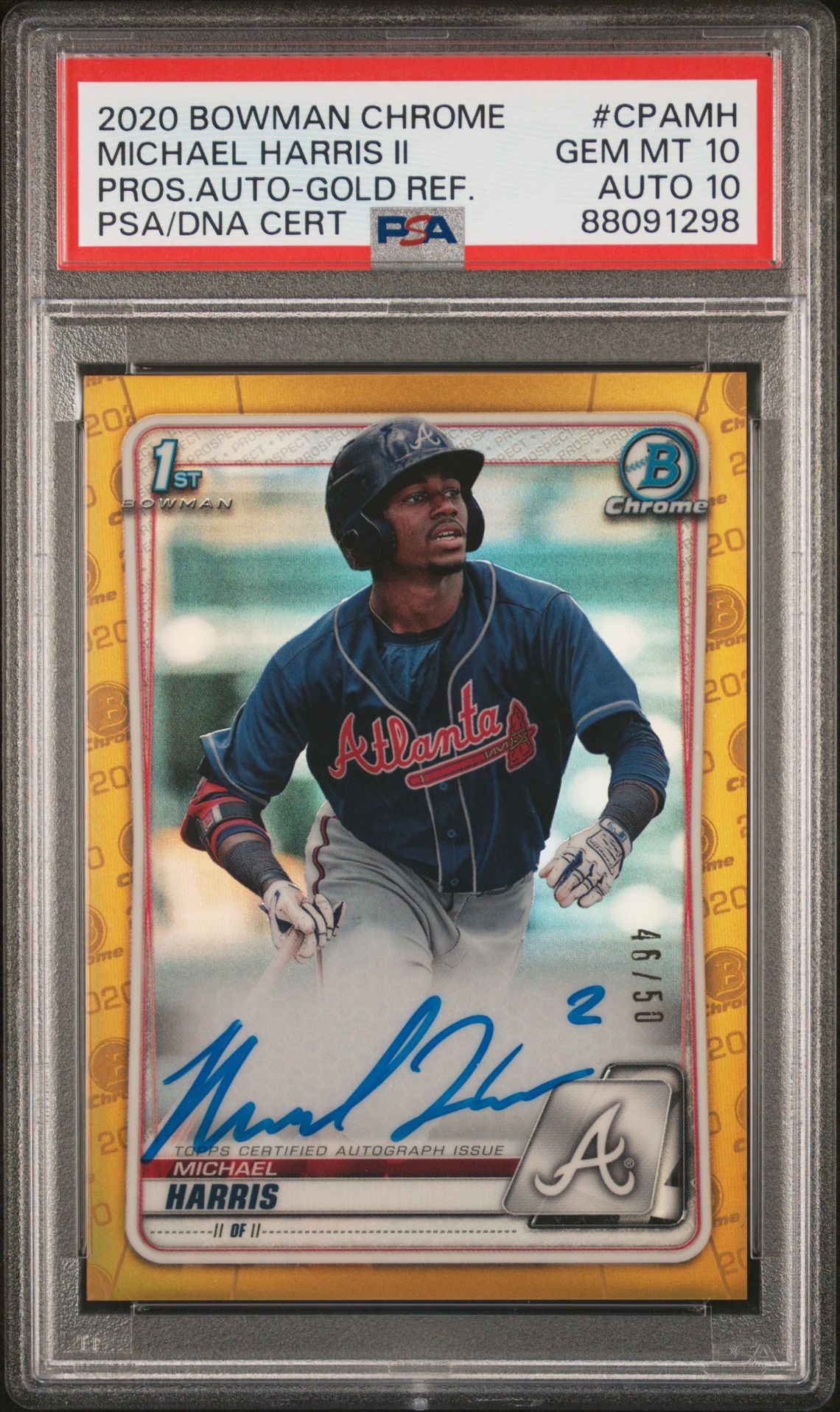 2020 Bowman Chrome BOWMAN CHROME PROSPECT AUTOGRAPHS PROS.AUTO-GOLD REF. #CPAMH Michael Harris Ii front