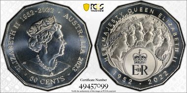 2023 50C Her Majesty QEII Cu-Ni Six Effigies MS69