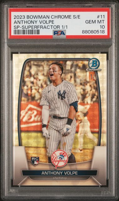 2023 Bowman BOWMAN CHROME SAPPHIRE EDITION SP-SUPERFRACTOR 1/1 #11 Anthony Volpe front