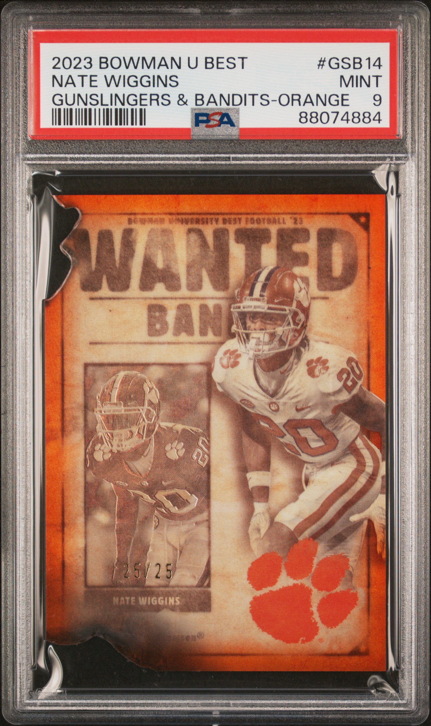 2023 Bowman University Best Gunslingers & Bandits Nate Wiggins #Gsb14 (Gunslingers & Bandits-Orange) Mint 9 front