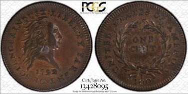 1792 1C Judd-1, Silver Center SP61BN