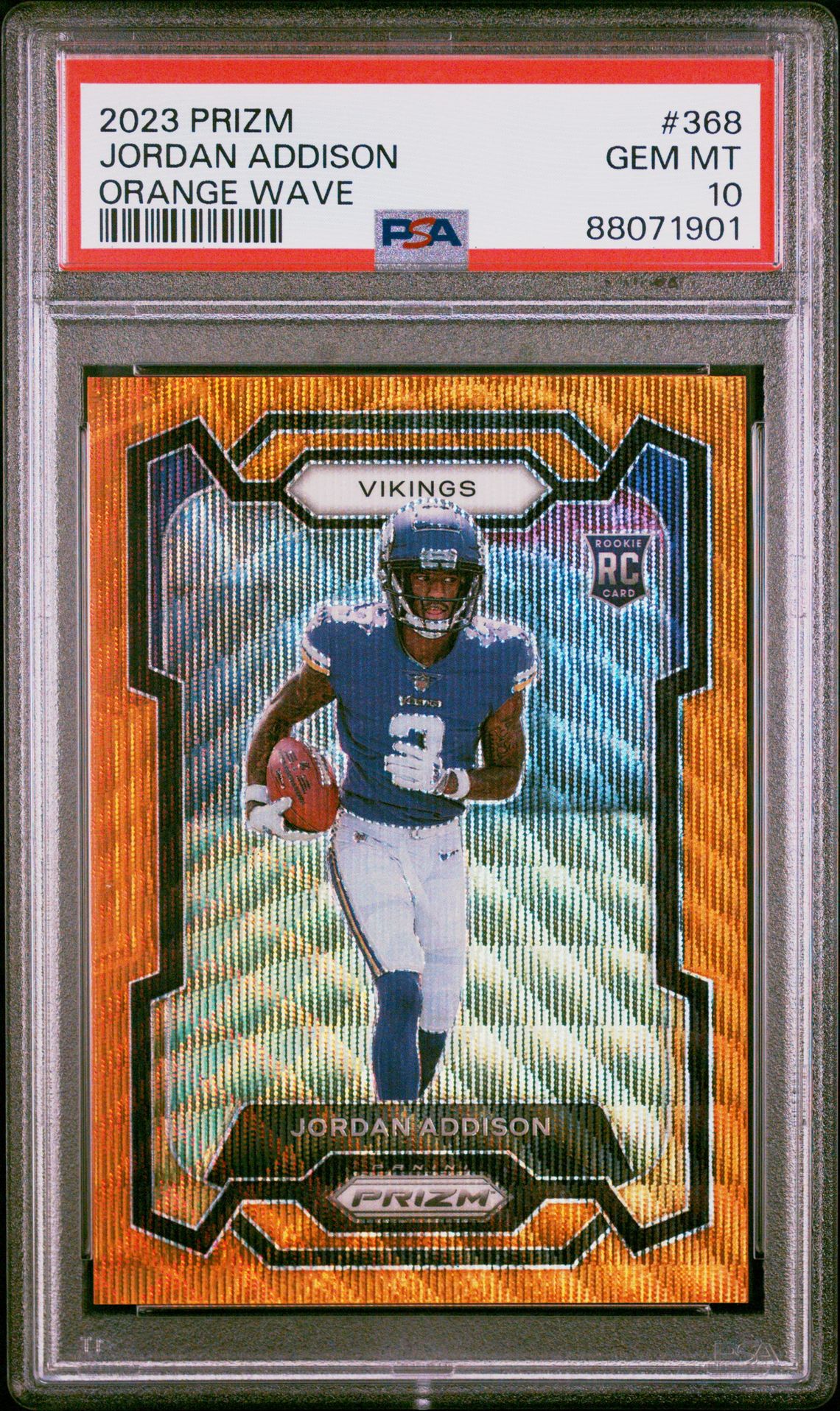 2023 Panini Prizm Jordan Addison #368 (Orange Wave) Gem Mt 10 front