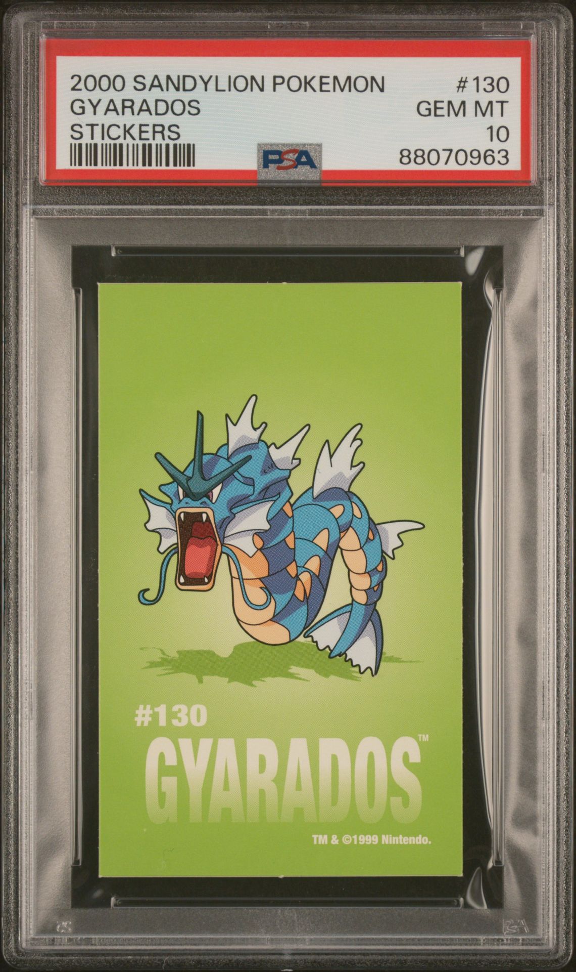 2000 Pokemon SANDYLION POKEMON STICKERS #130 Gyarados front