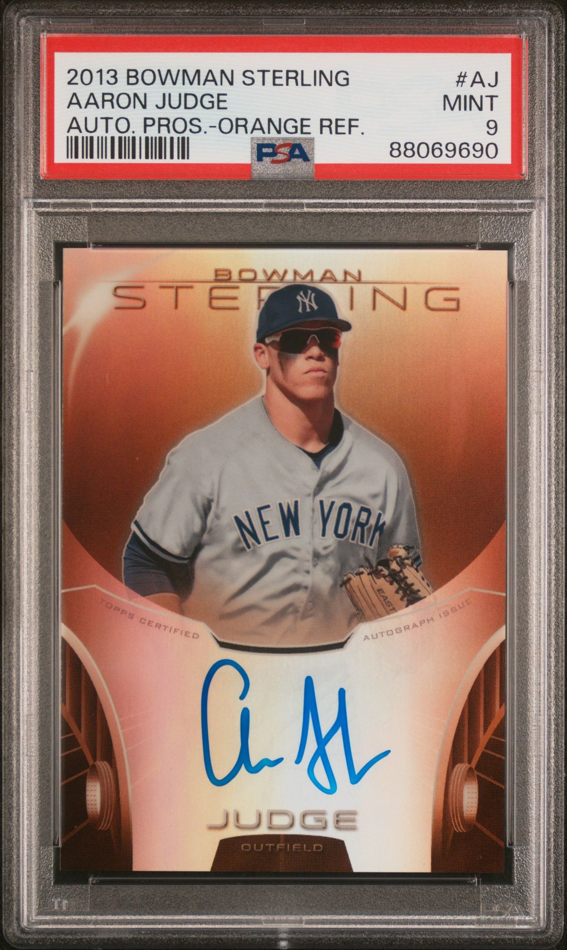 2013 Bowman BOWMAN STERLING AUTOGRAPH PROSPECTS AUTO.PROS-ORANGE REF. #AJ Aaron Judge front