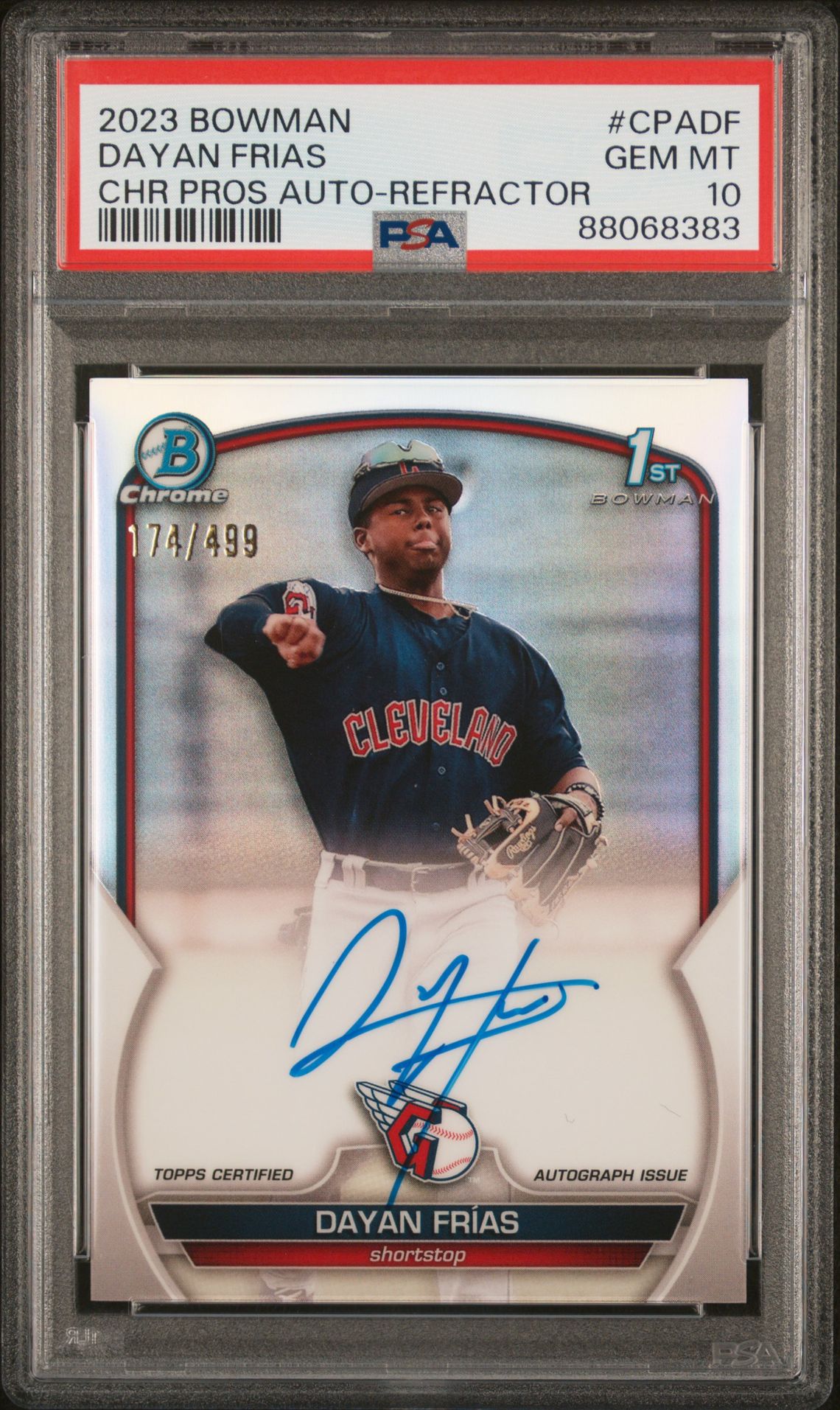 2023 Bowman BOWMAN CHROME PROSPECT AUTOGRAPHS CHR PROS AUTO-REFRACTOR #CPADF Dayan Frias front
