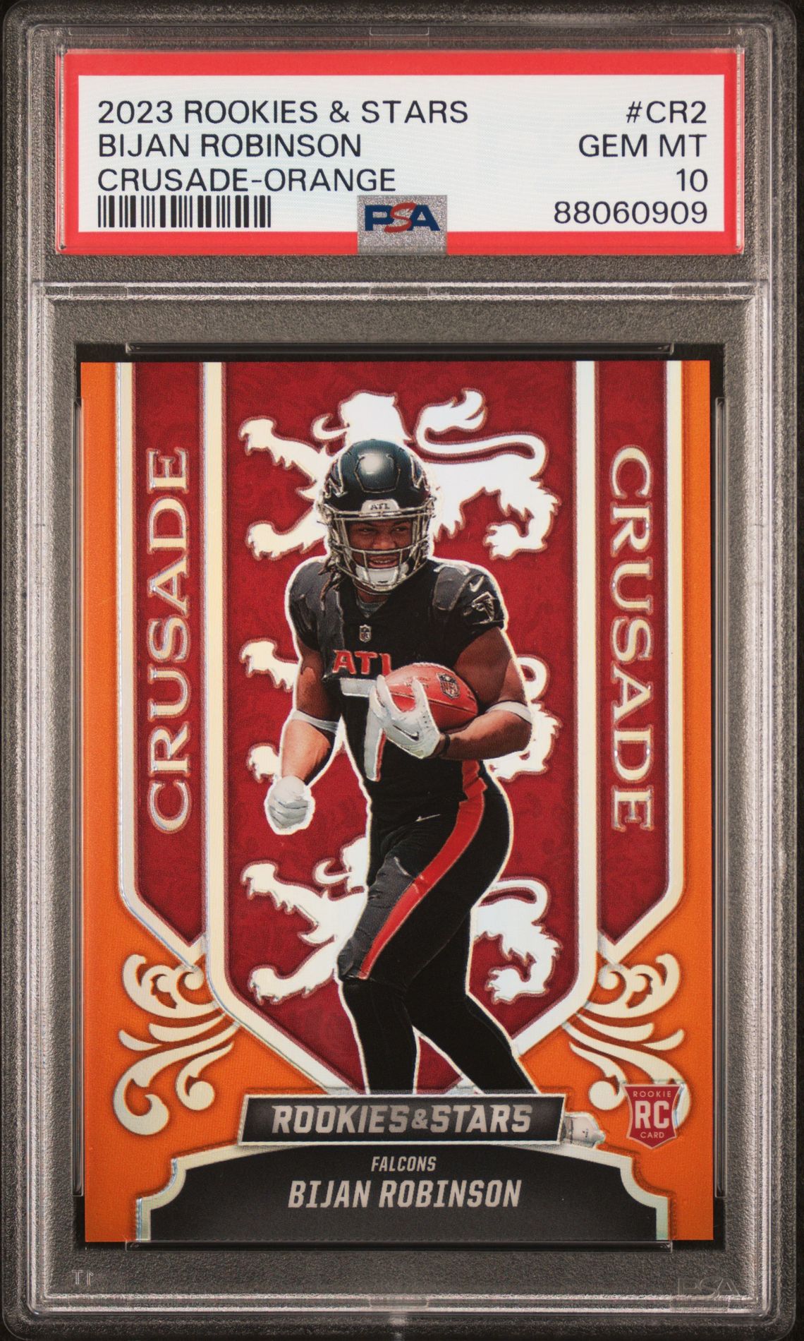 2023 Panini Rookies & Stars Crusade Bijan Robinson #Cr2 (Crusade-Orange) Gem Mt 10 front