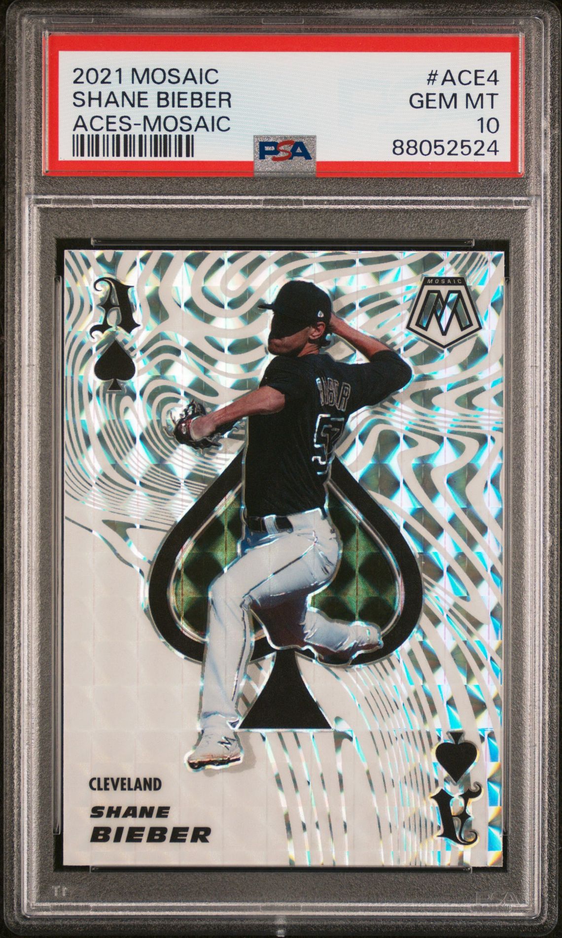 2021 Panini Mosaic Aces Shane Bieber #Ace4 (Aces-Mosaic) Gem Mt 10 front