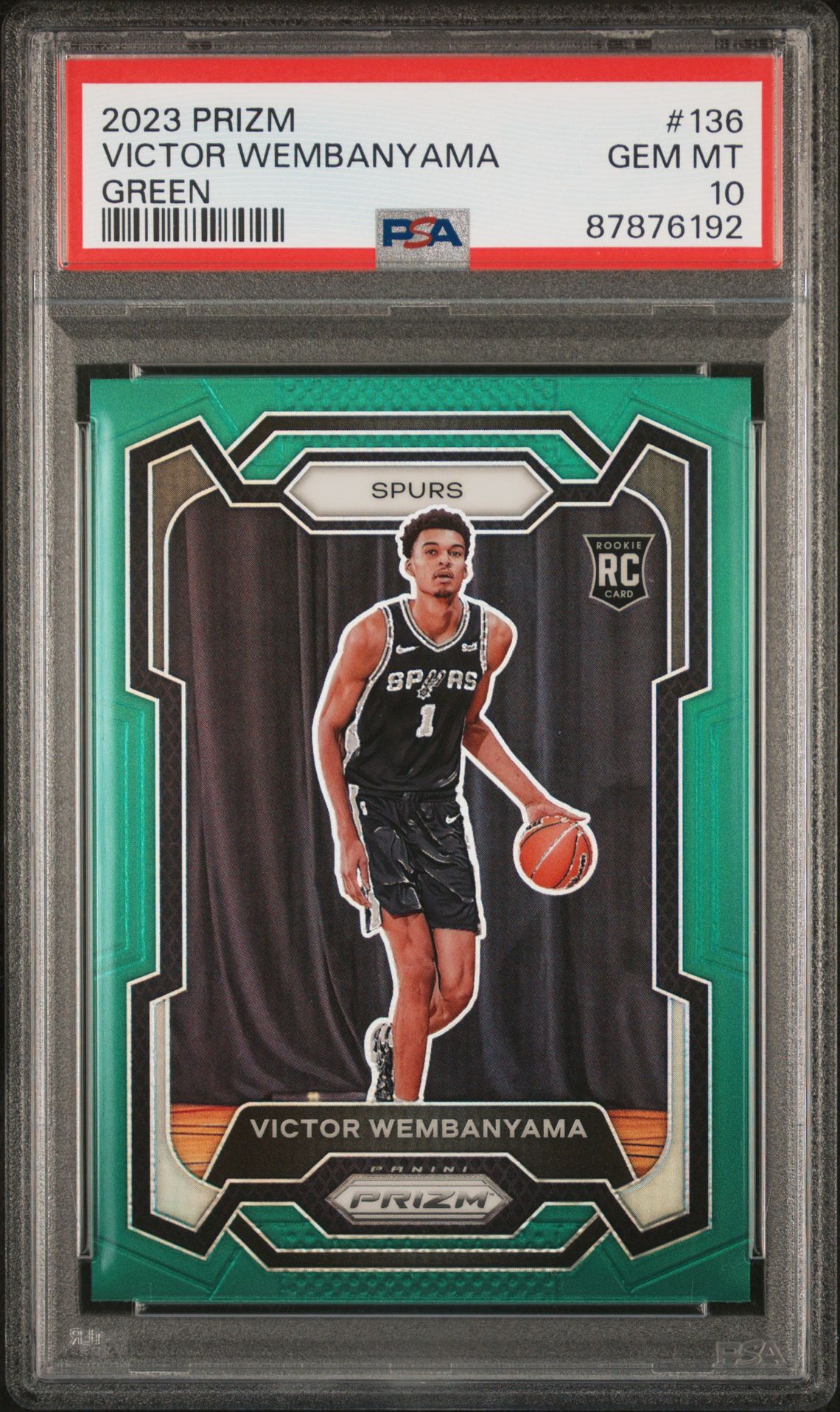2023 Panini PANINI PRIZM GREEN PRIZM #136 Victor Wembanyama front