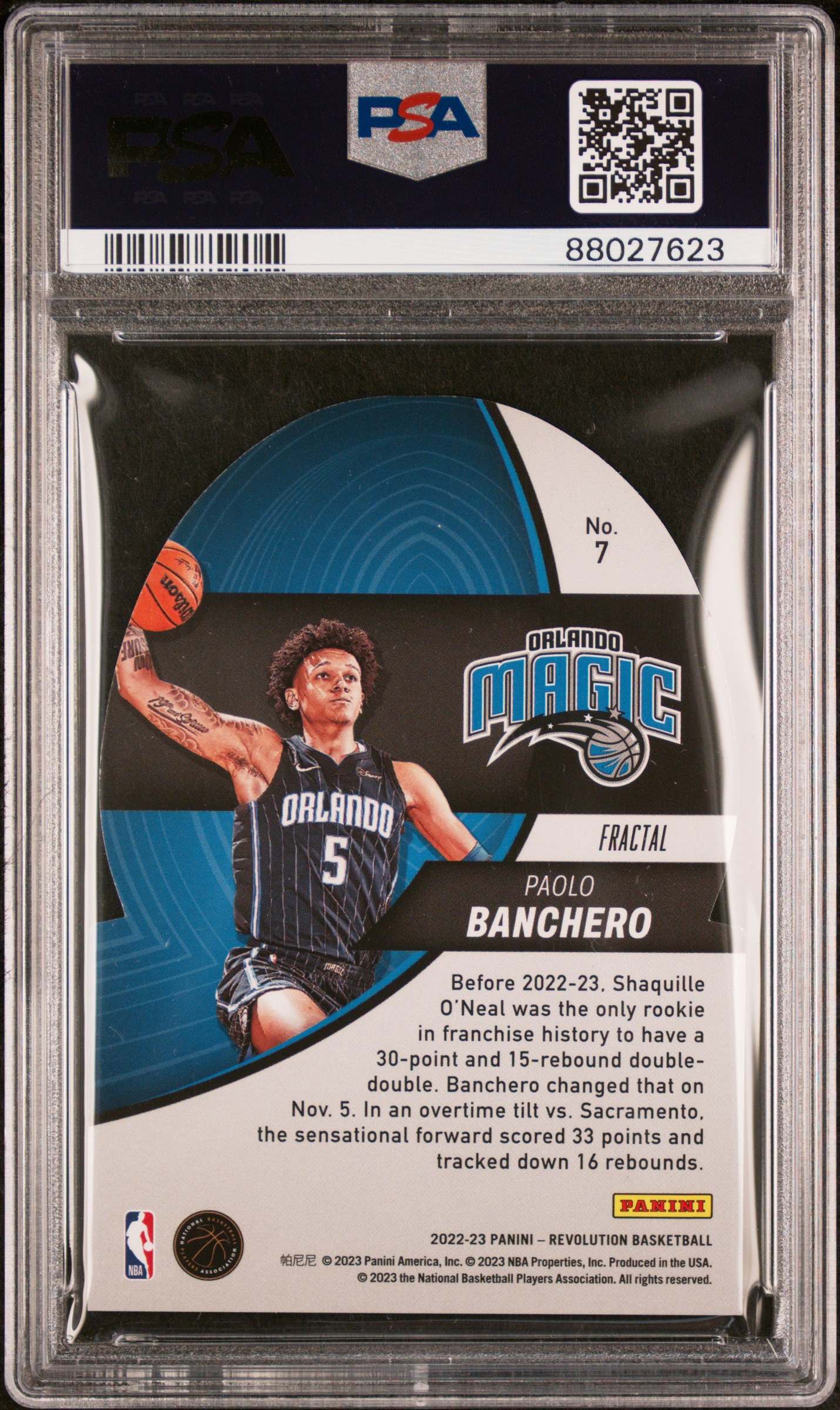 2022 Panini Revolution Liftoff! Paolo Banchero #7 (Liftoff!-Fractal) Mint 9 back