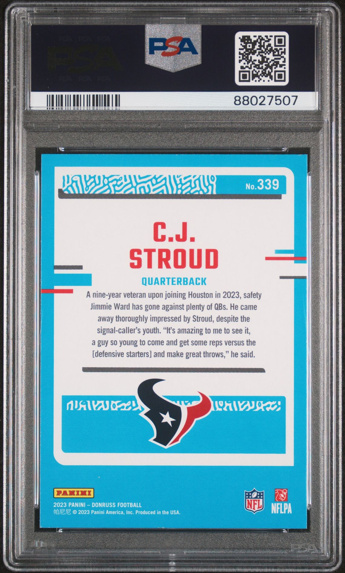 2023 Panini Donruss Cj Stroud #339 Mint 9 back