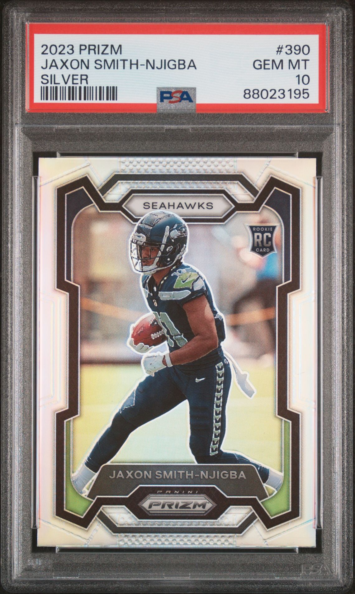 2023 Panini Prizm Jaxon Smith-Njigba #390 (Silver Prizm) Gem Mt 10 front