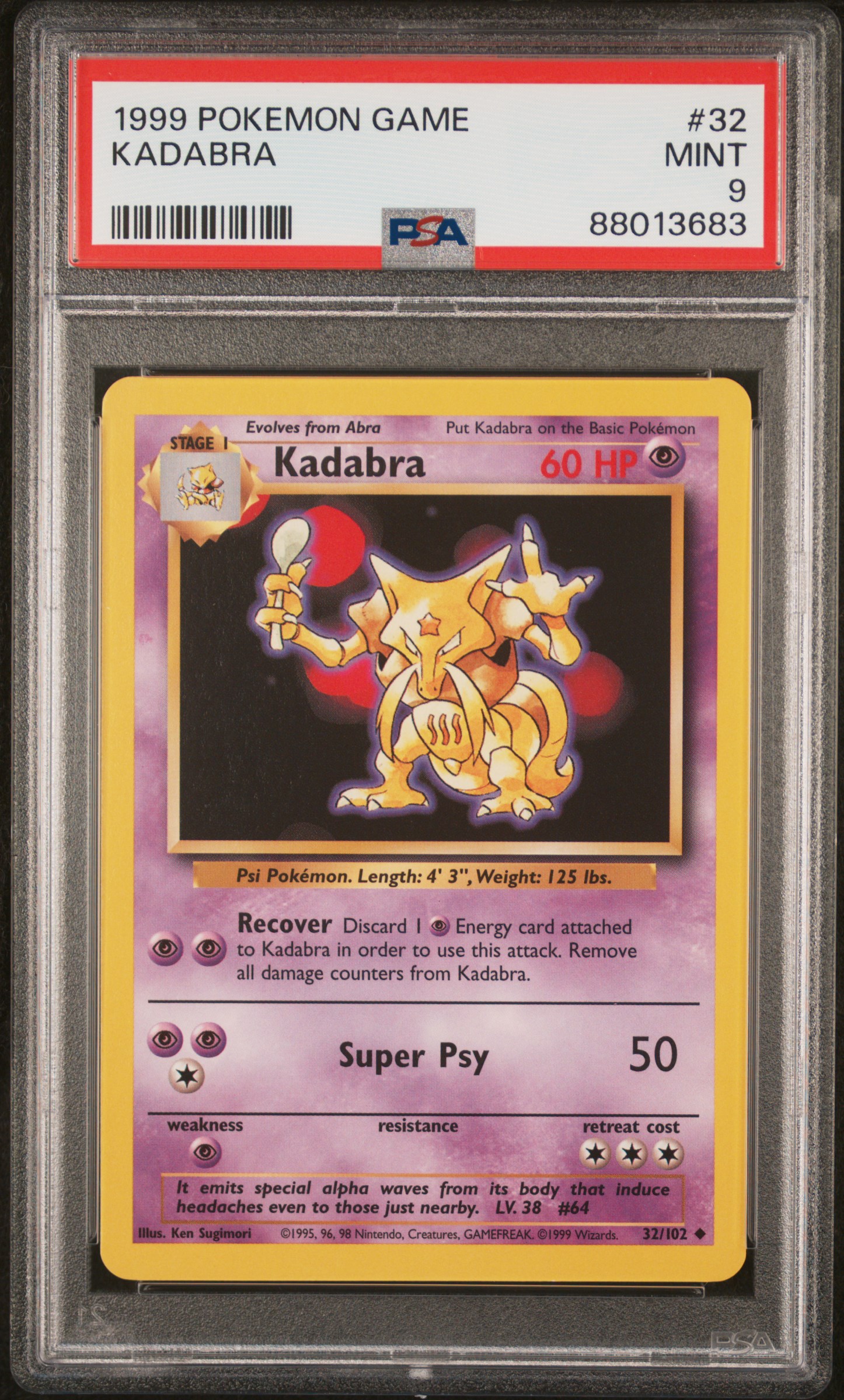 1999 #32 Kadabra PSA 9 Game