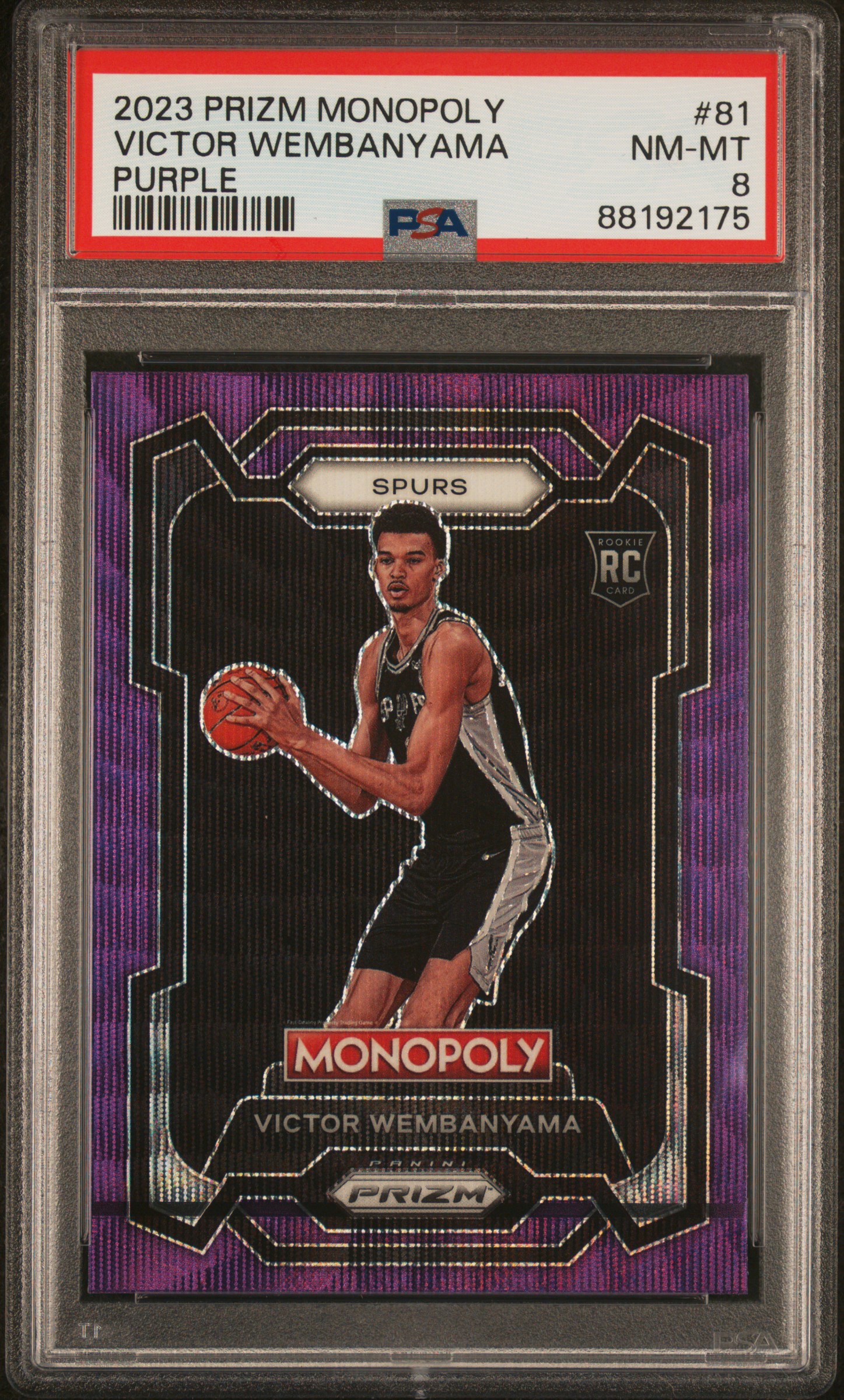 2023 Panini Prizm Monopoly Victor Wembanyama #81 (Purple) Nm-Mt 8 front