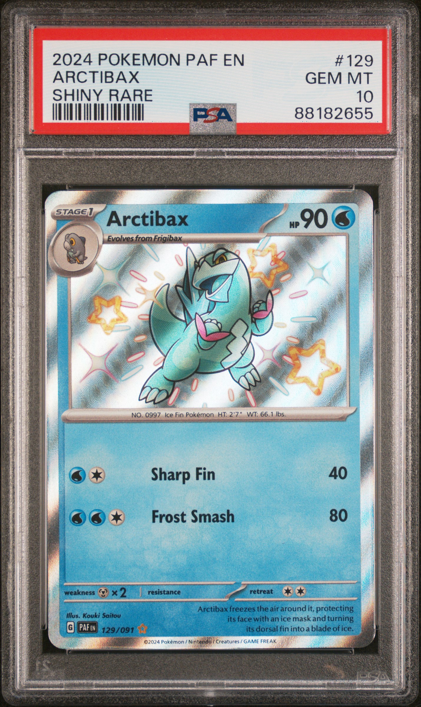 2024 Pokemon Paf En-Paldean Fates Shiny Rare 129 Arctibax – PSA GEM MT 10