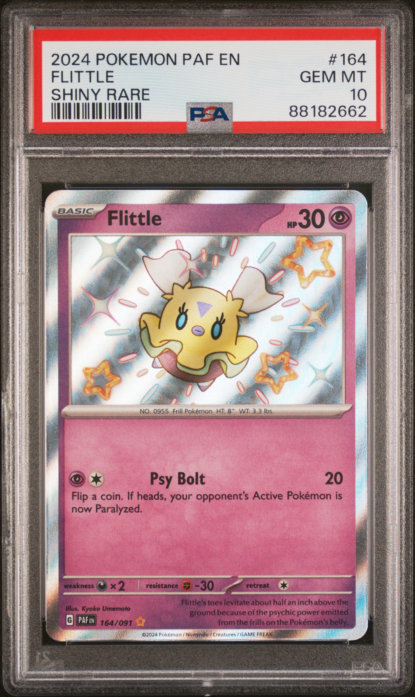 2024 Pokemon Paf En-Paldean Fates Shiny Rare 164 Flittle – PSA GEM MT 10