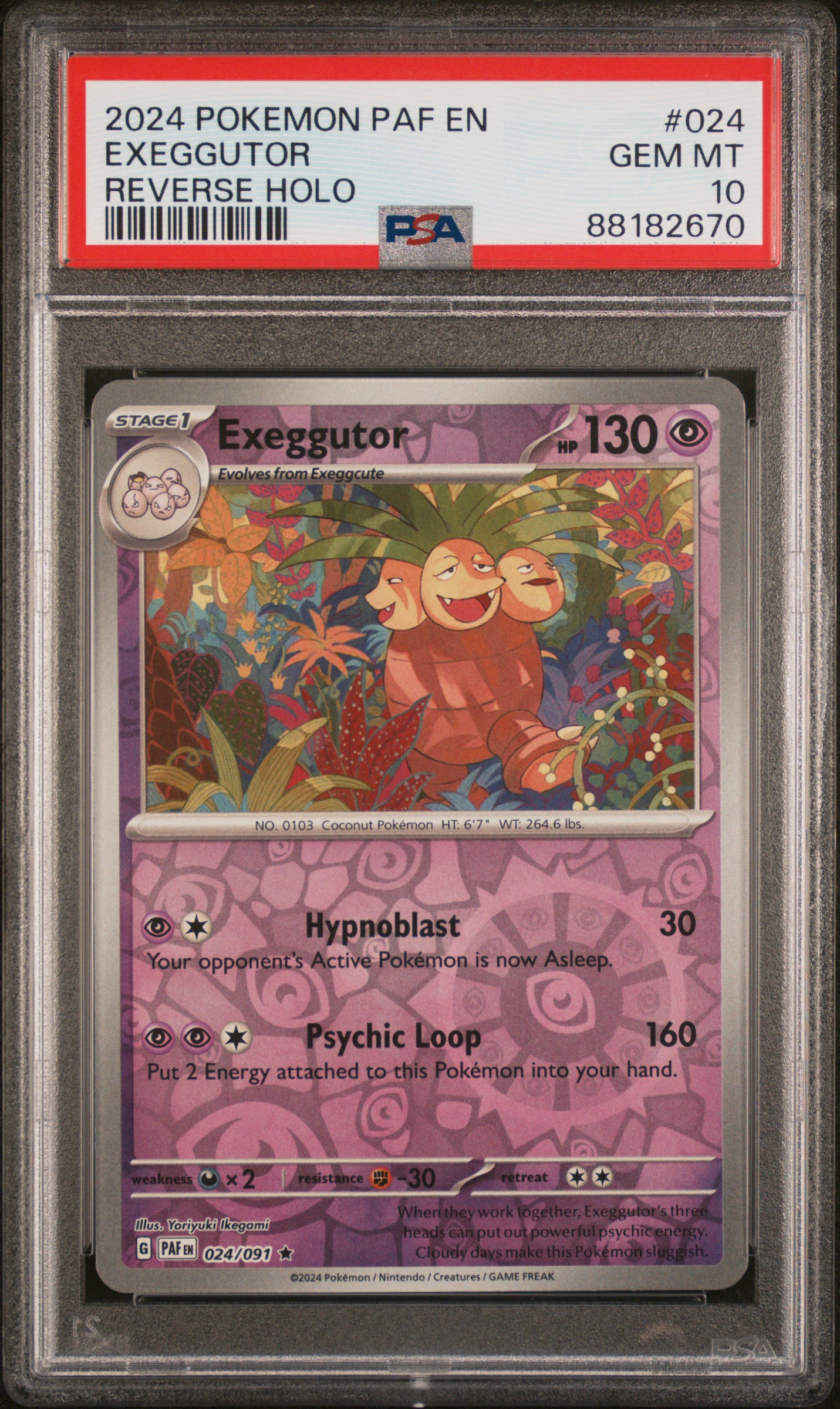 2024 Pokemon Paf En-Paldean Fates Reverse Holo 024 Exeggutor – PSA GEM MT 10